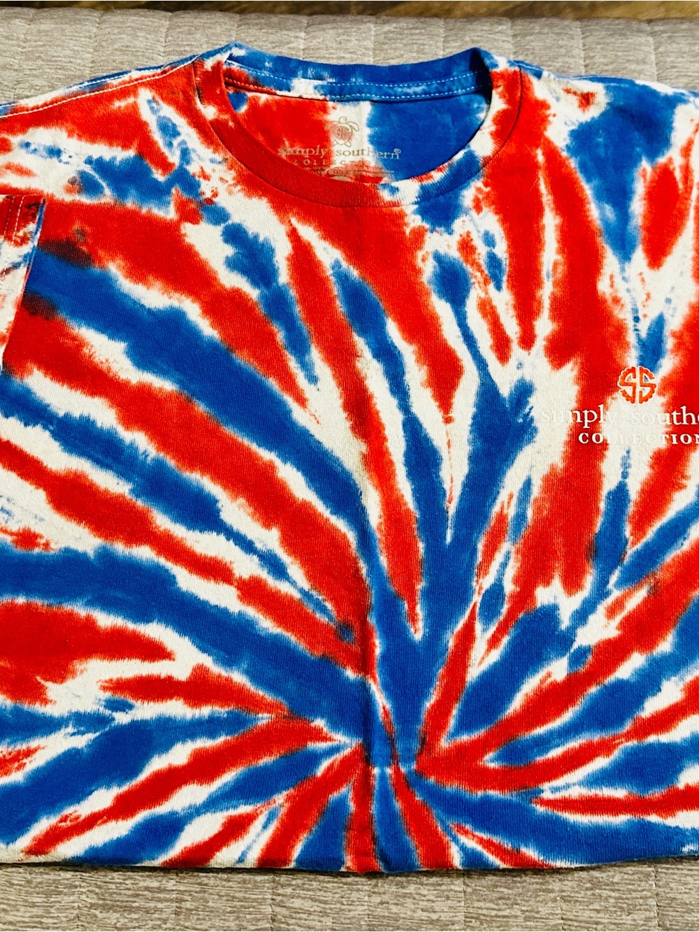 Simply Southern Red White Blue Tie-Dye Short Sleeve Tee